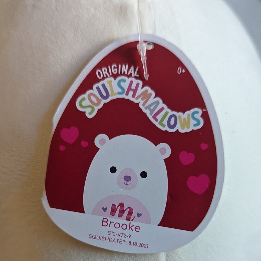 NWT 12" Brooke Polar Bear Squishmallows Monogram 'M' Plush Valentine's Day Gift - Picture 4 of 6